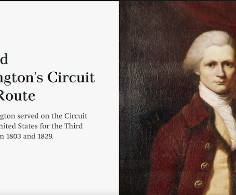 Screenshot of Bushrod Washington's Circuit Court Route story map title page