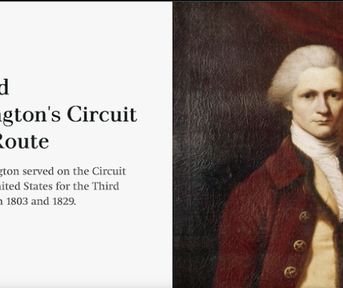 Screenshot of Bushrod Washington's Circuit Court Route story map title page